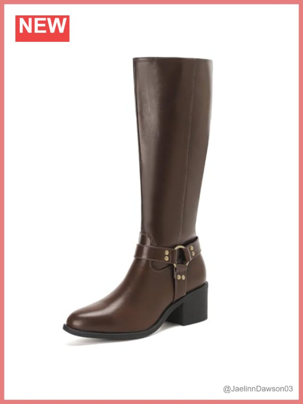 Womens Knee High Riding Boots Block Heel Faux Leather Almond Toe